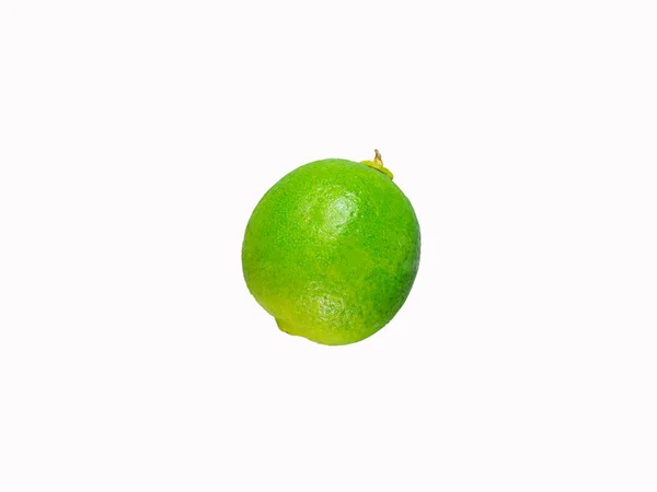 Green Lemon Fruit White Background — Stock Photo, Image