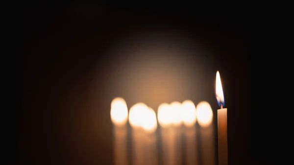 Velas Foram Acesas Escuridão Para Realizar Alguns Rituais Como Luz — Fotografia de Stock