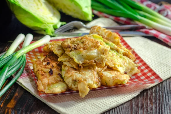 Cabbage Fried Batter Plate Hot Appetizer Close — Stock Photo, Image