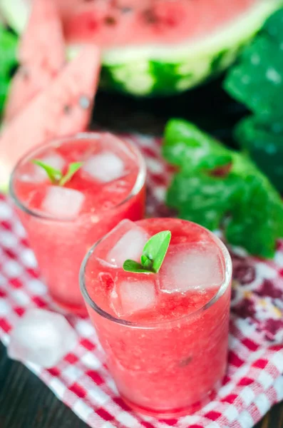 Fresh Lemonade Watermelon Ice Summer Refreshing Non Alcoholic Drink Glass — Stockfoto