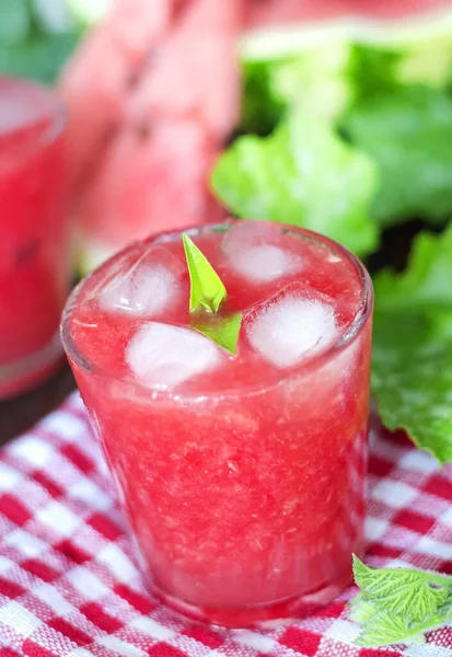 Fresh Lemonade Watermelon Ice Summer Refreshing Non Alcoholic Drink Glass — Stockfoto