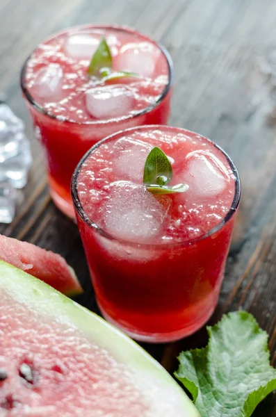 Fresh Lemonade Watermelon Ice Summer Refreshing Non Alcoholic Drink Glass — Stockfoto