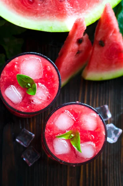 Fresh Lemonade Watermelon Ice Summer Refreshing Non Alcoholic Drink Glass — Stockfoto