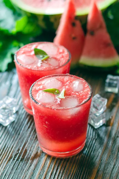 Fresh Lemonade Watermelon Ice Summer Refreshing Non Alcoholic Drink Glass — Stockfoto