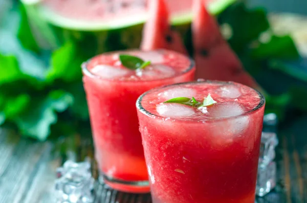 Fresh Lemonade Watermelon Ice Summer Refreshing Non Alcoholic Drink Glass Stok Foto Bebas Royalti