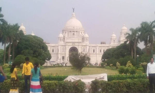 Victoria Memorial Grande Edifício Mármore Branco Kolkata Bengala Ocidental Monumento — Fotografia de Stock