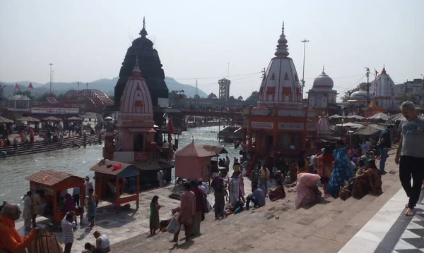 Ganga Aarti Place Har Pauri Sulle Rive Del Fiume Ganges — Foto Stock