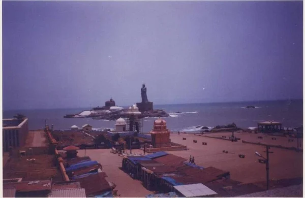 Vivekananda Rock Thiruvalluvar Statue Full Panoramic View Kanyakumari Town Kanyakumari —  Fotos de Stock