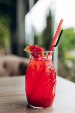 taze ev yapımı naneli limonata ahududu