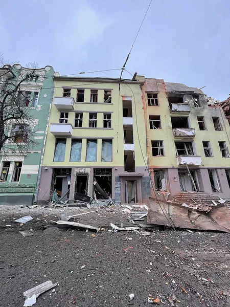 Marzo 2022 Edificios Destruidos Las Calles Kharkiv Ucrania — Foto de stock gratis