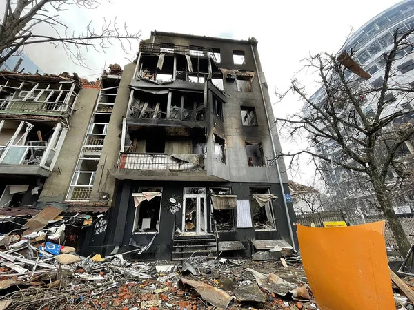 Marzo 2022 Edificios Destruidos Las Calles Kharkiv Ucrania — Foto de stock gratis