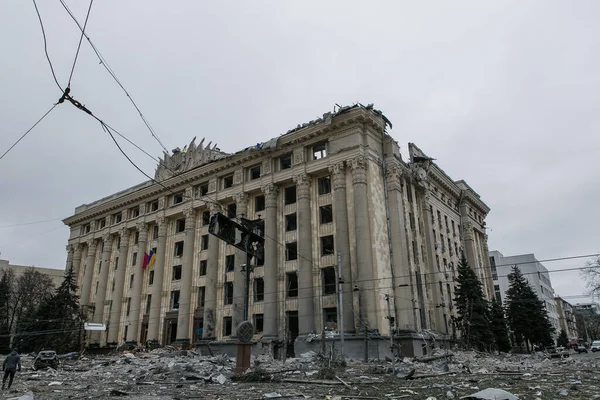 Ucrania Jarkiv Marzo 2022 Vista Del Centro Ciudad Ruinas Járkov — Foto de stock gratis