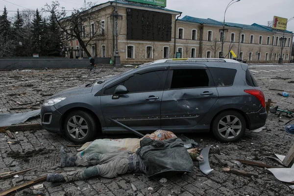 Ukraine Kharkiv March 2022 Orang Orang Yang Terkena Dampak Invasi — Foto Stok Gratis