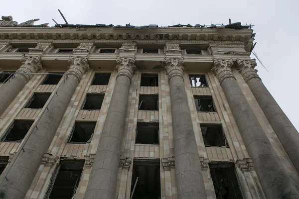 Ukraine Kharkiv March 2022 Pohled Zničené Centrum Charkova Ruská Invaze — Stock fotografie zdarma