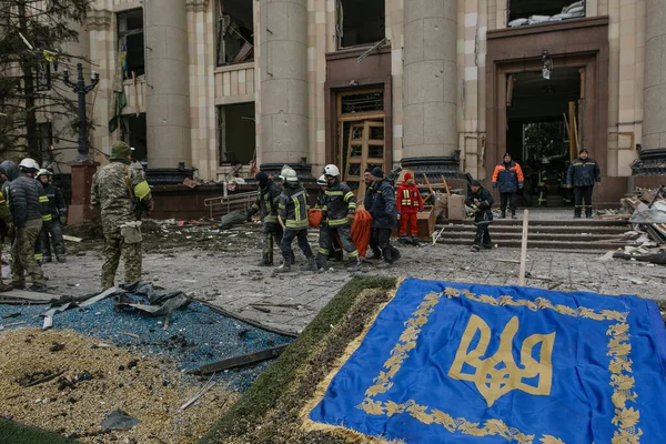 Ukraine Kharkiv März 2022 Blick Auf Das Zerstörte Stadtzentrum Von — kostenloses Stockfoto