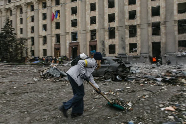 Ukraine Kharkiv March 2022 Pohled Zničené Centrum Charkova Ruská Invaze — Stock fotografie zdarma
