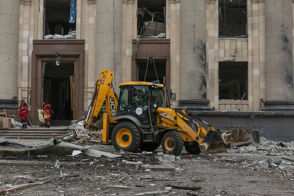 Ukraine Kharkiv March 2022 Pohled Zničené Centrum Charkova Ruská Invaze — Stock fotografie zdarma