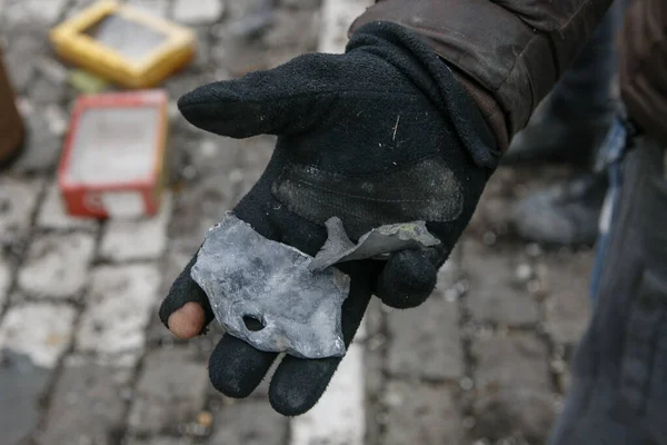 Ukraine Kharkiv March 2022 Man Holding Fragment Military Weapon His — Stock Photo, Image