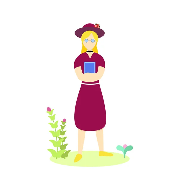 Composición Moda Con Una Chica Flores Estilo Ropa Moda Ilustración — Vector de stock