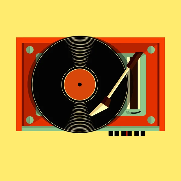 Geïsoleerd Beeld Van Retro Vinylspeler Trendy Muziekapparatuur Icoon Vintage Stijl — Stockvector