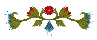 Ortaçağ tarzı afişler, logolar ve posterler için güzel bir çiçek şablonu. İskandinav halk tasarımı.