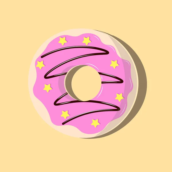 Modelo Donut Esmalte Com Creme Objeto Isolado Gostoso Para Férias — Vetor de Stock