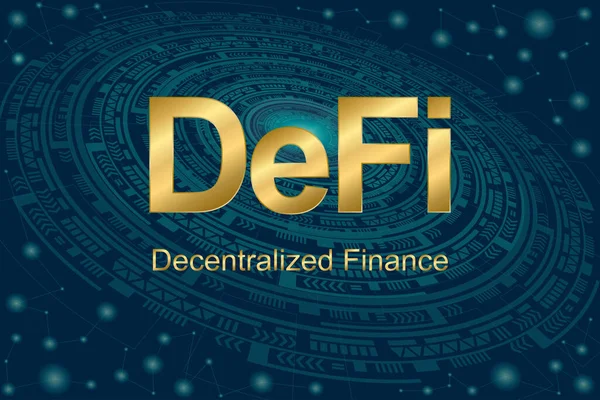 Defi Decentralized Finance Banner Decentralized Financial System Dark Blue Abstract — Stock Photo, Image