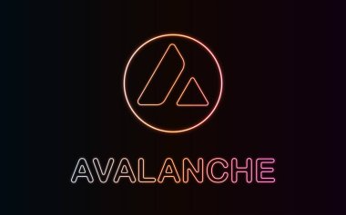 Çığ 'ın Avax logosu ve metni, neon renkli tasarım.