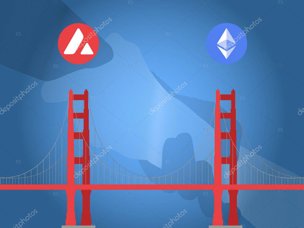 Avax bridge design background. Avalanche bridges support Ethereum. Avalanche or Avax helping Ethereum.