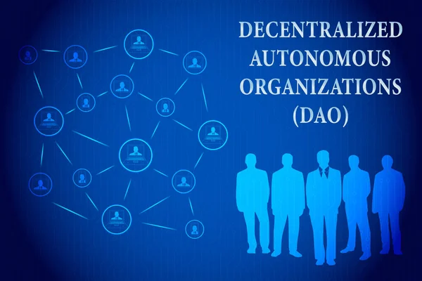 Dao Децентралізована Автономна Організація Проектування Концепції Бізнесмени Пов Язані Один — стокове фото