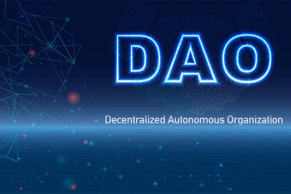 Dao Dezentrale Autonome Organisation Dao Neon Text Design Abstrakter Händedruck — Stockvektor