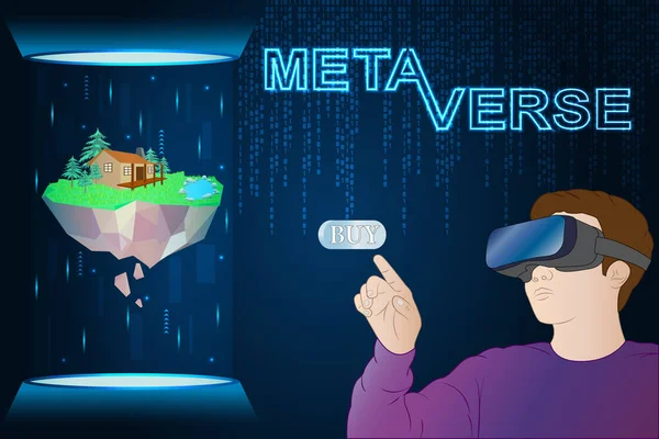 Metaverse Land Investissement Immobilier Numérique Financement Jeux Technologie P2E Terrain — Image vectorielle