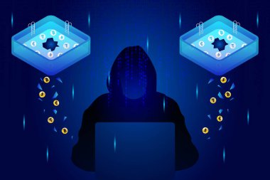 DeFi ekosisteminin temel teknolojisi olan likidite havuzları hackleniyor. Hacker, bozuk likidite havuzları ve dökülen dijital arkaplan kripto paraları.