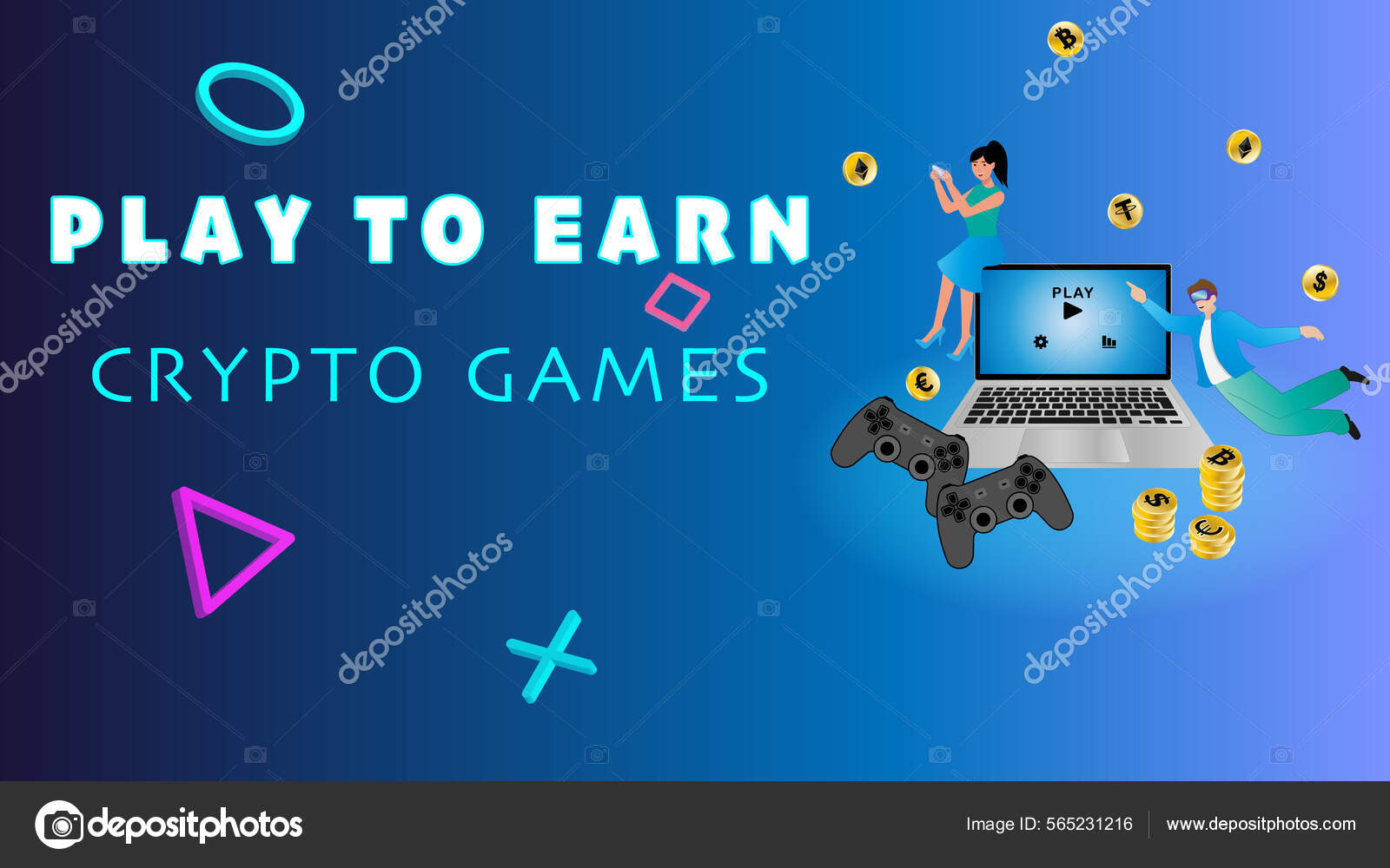 P2E Play Earn Crypto Games Concept Design Play Earn Vector Stock Vector by  ©cihangirstock 565231216