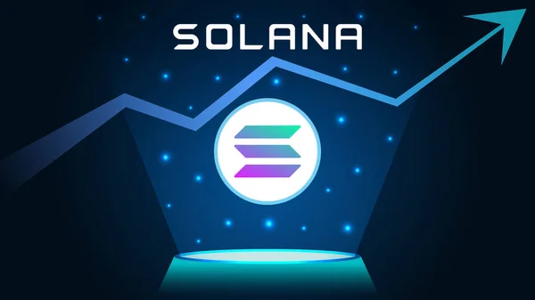 Sol Solana Uptrend Price Rising Crypto Coin Symbol Arrow Sol — Vettoriale Stock