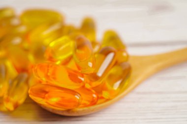 Omega 3 vitaminli kapsüllerde balık yağı ya da morina yağı jölesi.