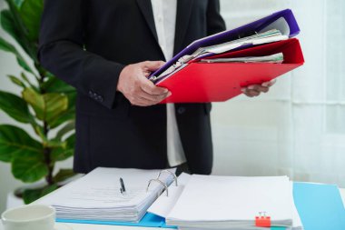 Business woman busy working with documents in office.