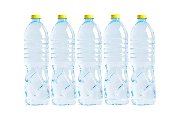 Plastikowe Butelki Wody Izolowane Białym Tle Mineralne Zdrowe Pojęcie — Zdjęcie stockowe