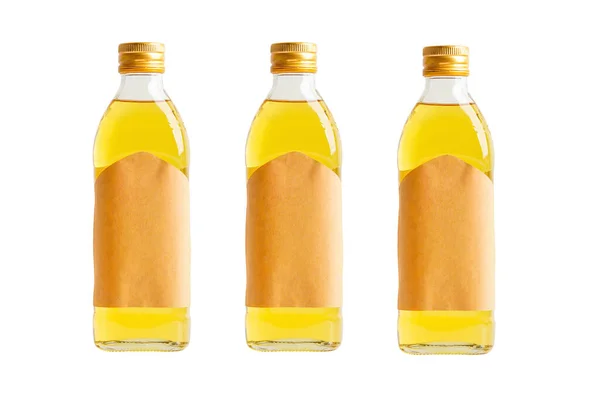 Skleněná Láhev Olivového Oleje Izolované Bílém Pozadí Organické Zdravé Jídlo — Stock fotografie