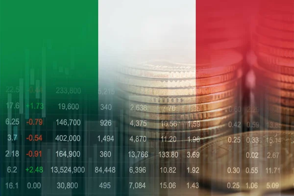 Italy Flag Stock Market Finance Economy Trend Graph Digital Technology — Fotografia de Stock