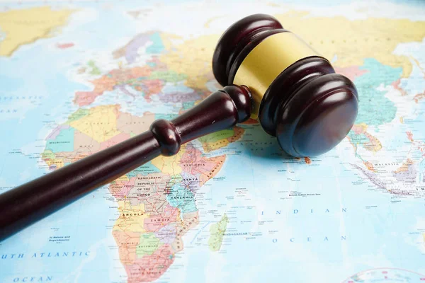 Bangkok Thailand May 2022 Judges Gavel World Map — Stock Photo, Image