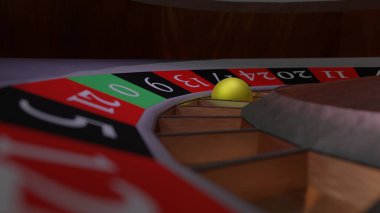 Kumarhane ruleti, yakın plan, sarı top 33d.