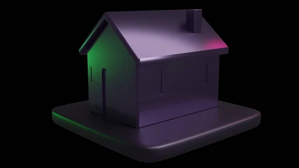 Isolated Transparent Grey House Icon Green Light — ストック写真
