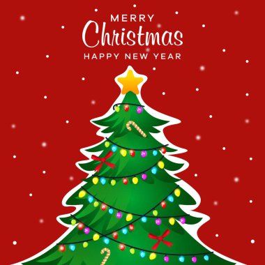 Noel ağacı ve mutlu yeni yıl arkaplan tasarımı
