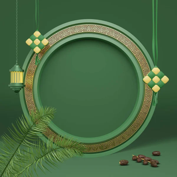 Iszlám Üdvözlet Iftar Party Kártya Tervezési Háttér Gyönyörű Lámpák Dátumtenyérből — Stock Fotó