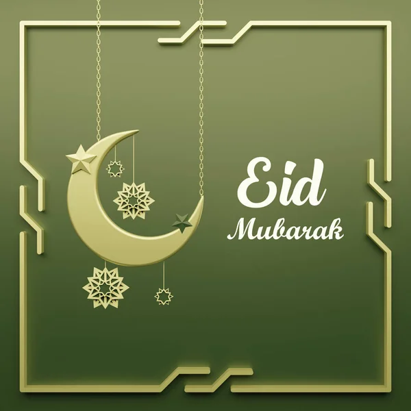 Eid Mubarak Social Media Post Szablon Obchodzić Święto Islamu Renderowania — Zdjęcie stockowe