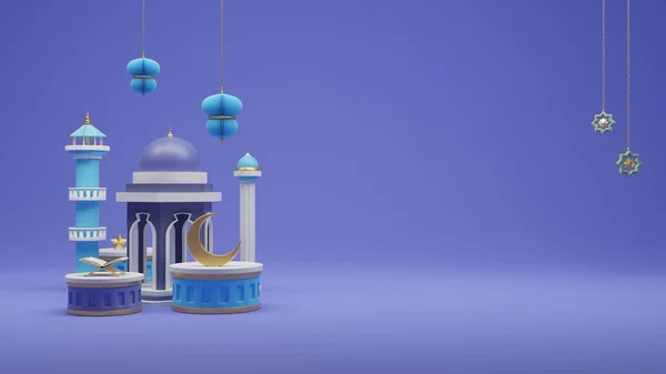 Iszlám Háttér Renderelt Mecset Kupola Helyet Szöveg Használja Ramadan Eid — Stock Fotó