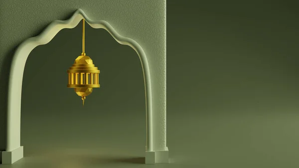 Modèle Poteau Islamique Avec Fond Lanterne Lampe Rendu Suspendue Fenêtre — Photo