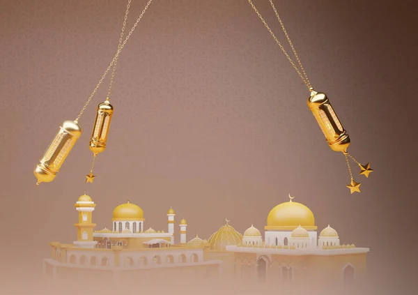 Ramadan Kareem Islamskie Powitanie Meczetem Renderowania — Zdjęcie stockowe