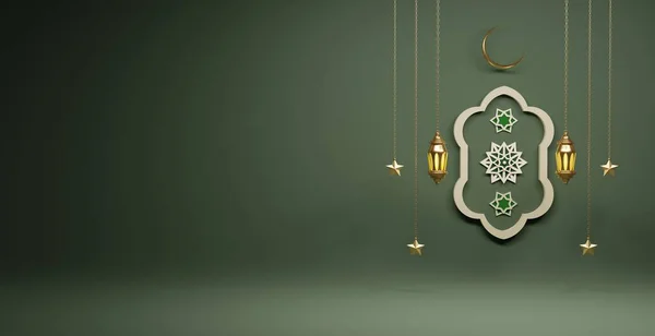 Renderizado Eid Adha Con Fondo Ornamental Lujo Dorado Área Texto —  Fotos de Stock